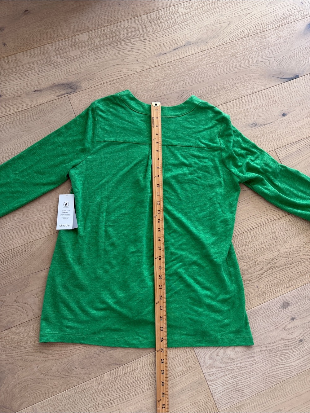 Chico's Embroidered Linen 3/4 Sleeve Tunic Women's Medium Green Floral - Picture 8 of 10